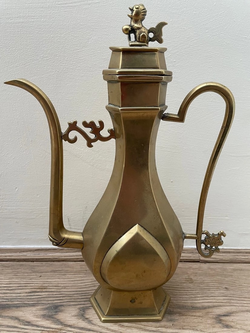 19th Century Chinese Kuang-Hsu Guangxu Qing Gilt Bronze Slim Teapot - 2