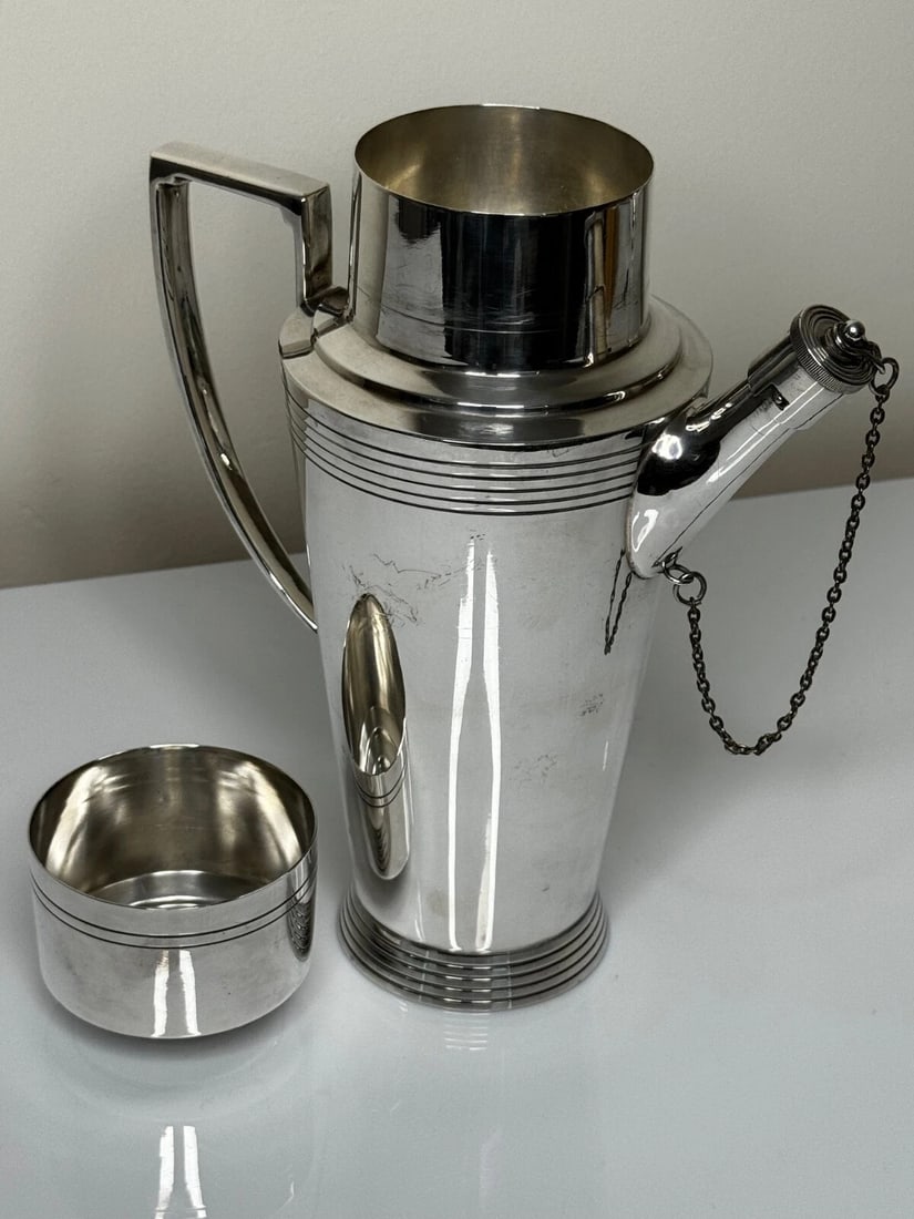 Silver Plate Mappin & Webb Art Deco Cocktail Shaker Designed By Keith Murray - 20