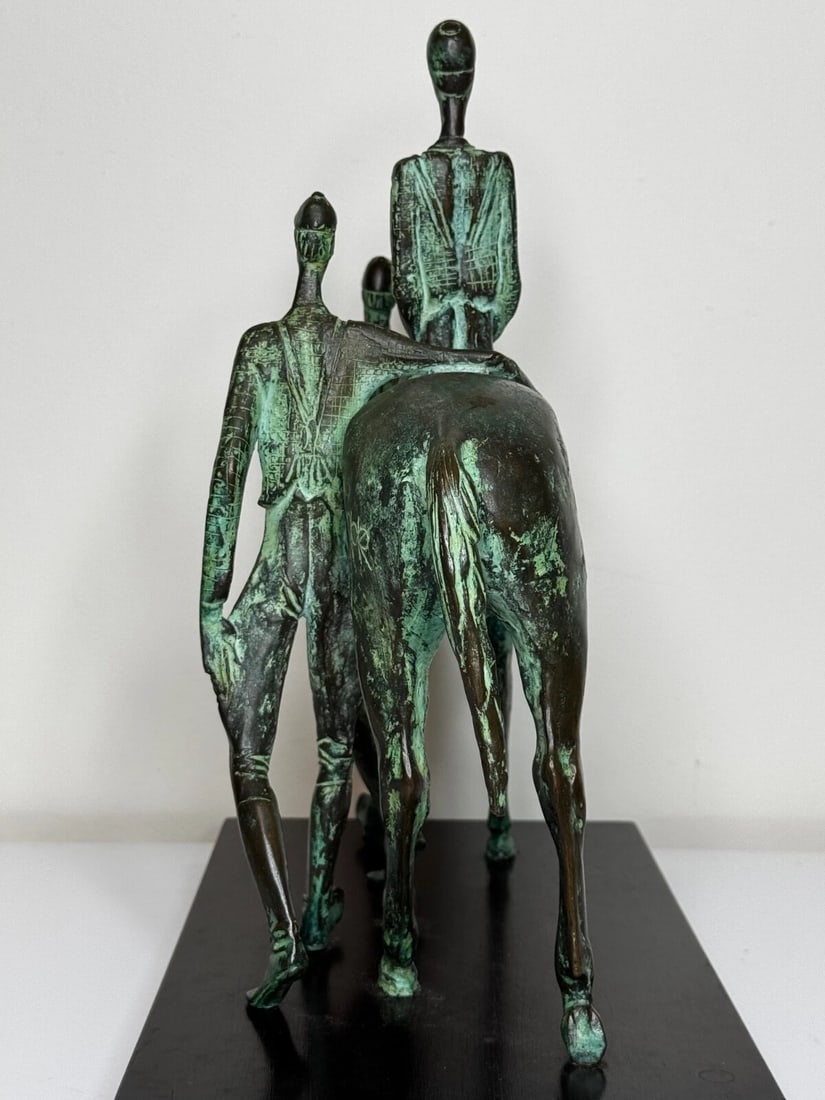 Bronze Race Horse & Jockey Group With Stable Hands Sculpture Attributed Carybé - 20