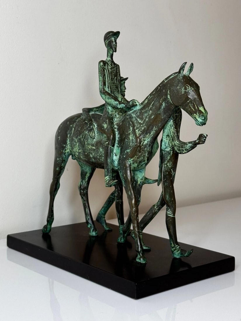 Bronze Race Horse & Jockey Group With Stable Hands Sculpture Attributed Carybé - 4