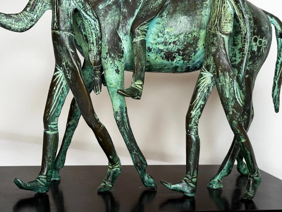 Bronze Race Horse & Jockey Group With Stable Hands Sculpture Attributed Carybé - 7