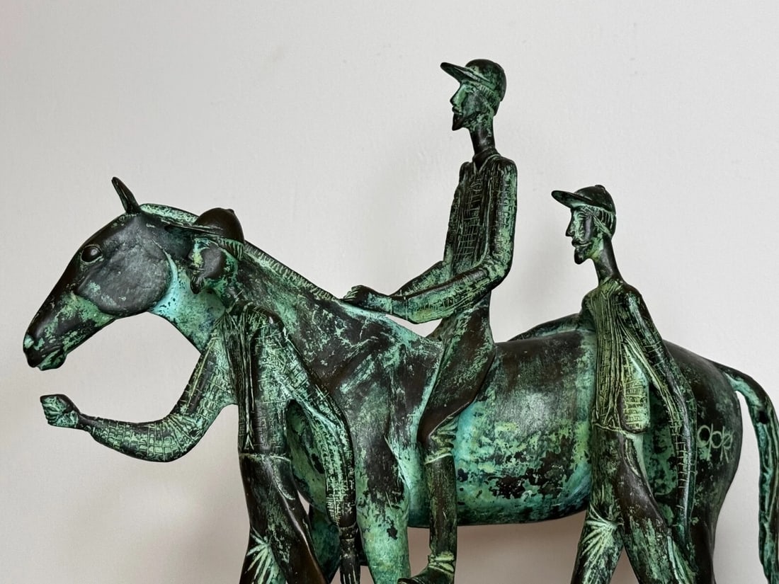 Bronze Race Horse & Jockey Group With Stable Hands Sculpture Attributed Carybé - 8