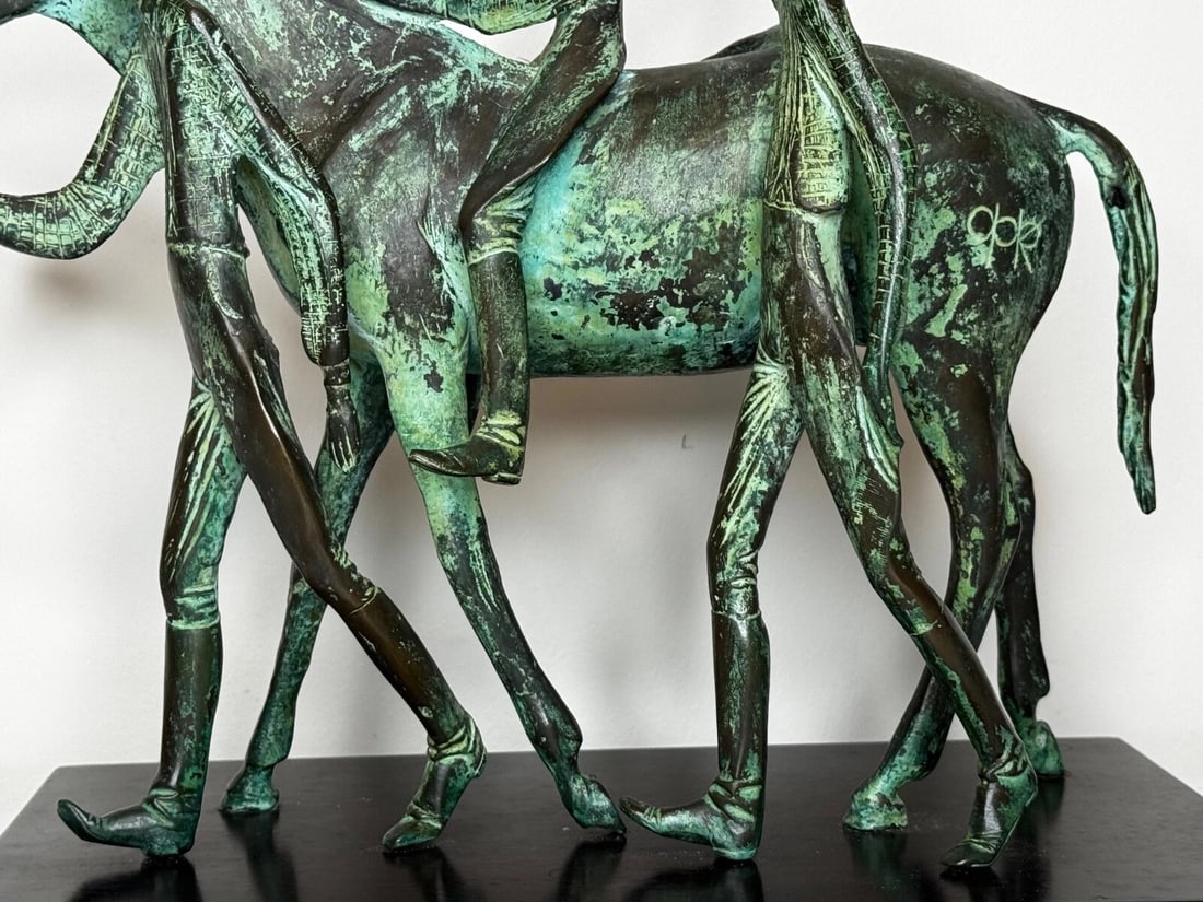 Bronze Race Horse & Jockey Group With Stable Hands Sculpture Attributed Carybé - 9