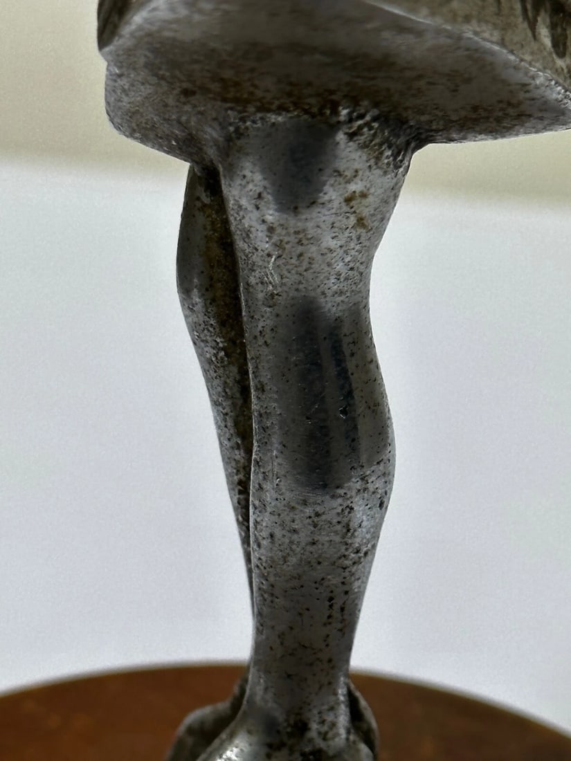 Original Art Deco British Chromed Bronze Lady Dancer Car Mascot Figurine - 18