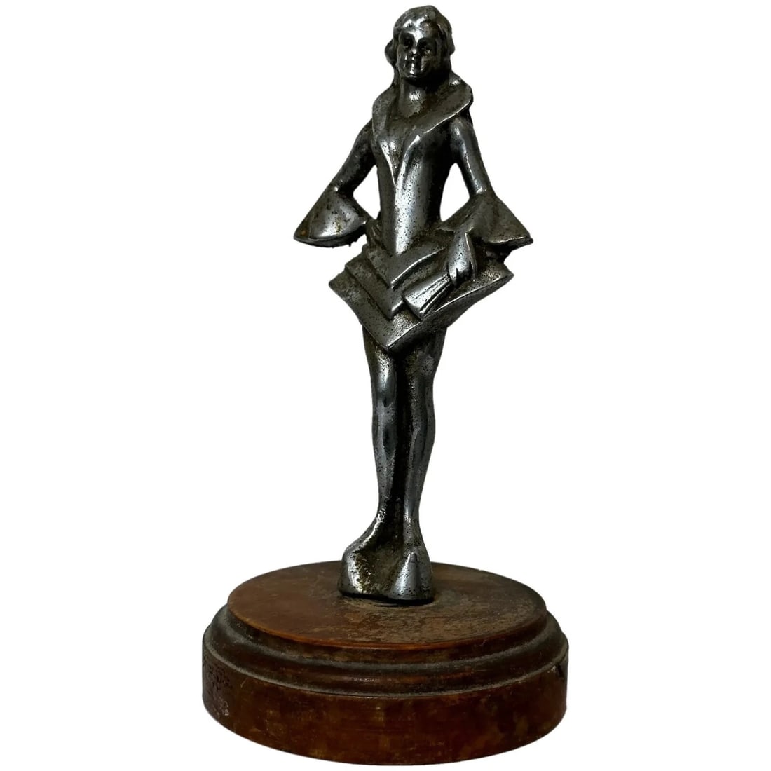 Original Art Deco British Chromed Bronze Lady Dancer Car Mascot Figurine: Original Art Deco British Chromed Bronze Lady Dancer Car Mascot Figurine Click image to enlarge Description This 1 Art Deco British Chromed Bronze Lady Dancer Car Mascot Figurine will have you starstr