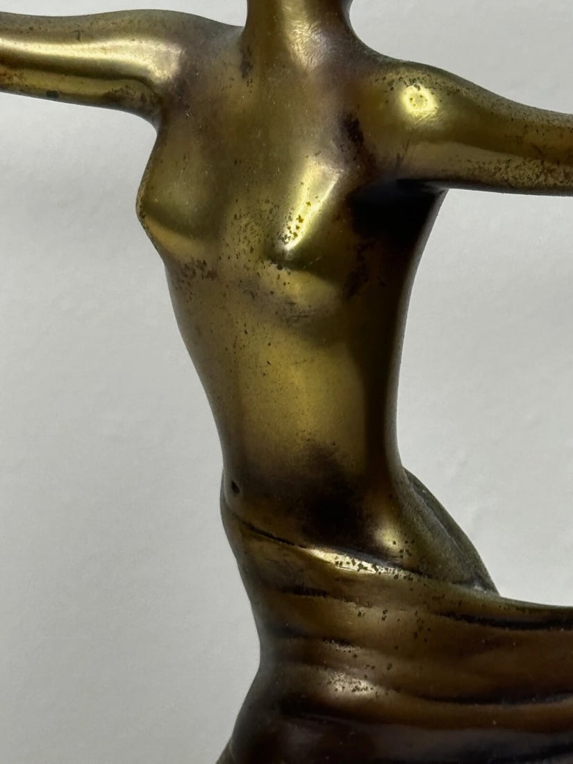Austrian Art Deco Sculpture Dancing Lady Closed Eyes With Elegant Legs Lorenzl - 12