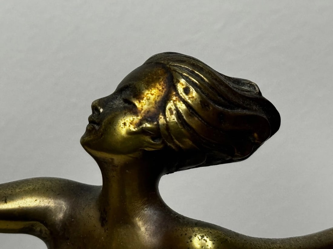 Austrian Art Deco Sculpture Dancing Lady Closed Eyes With Elegant Legs Lorenzl - 13