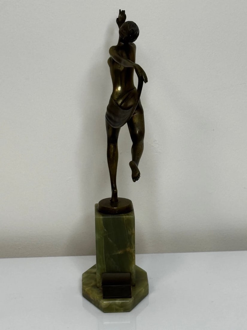 Austrian Art Deco Sculpture Dancing Lady Closed Eyes With Elegant Legs Lorenzl - 14