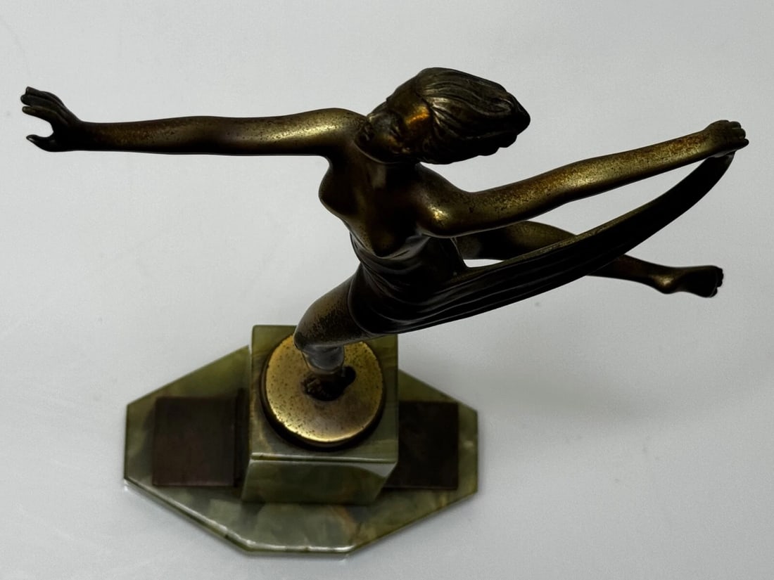 Austrian Art Deco Sculpture Dancing Lady Closed Eyes With Elegant Legs Lorenzl - 17