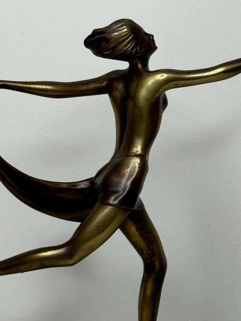 Austrian Art Deco Sculpture Dancing Lady Closed Eyes With Elegant Legs Lorenzl - 20