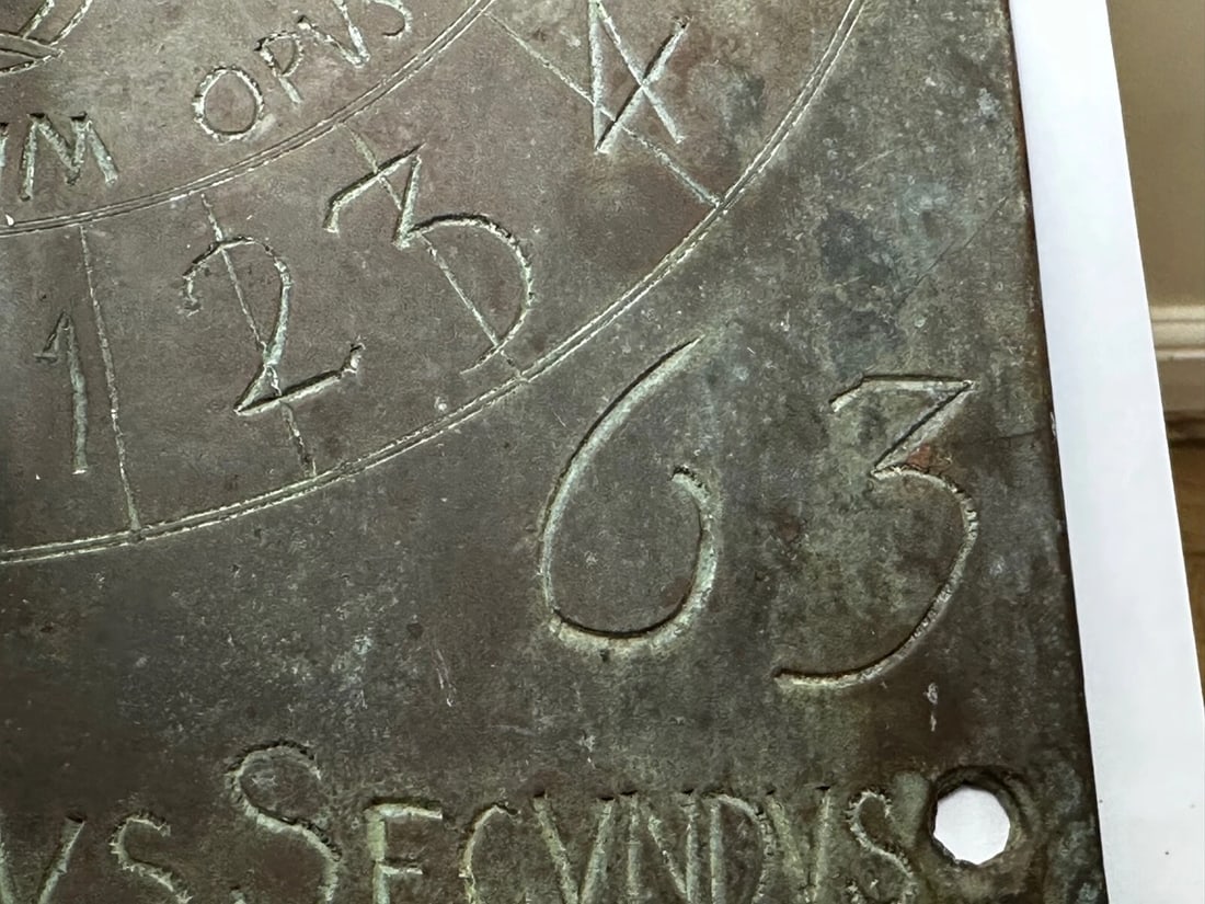 17th Century Bronze Garden Sundial Plate Gnomon Timepiece King Charles II Lives - 16