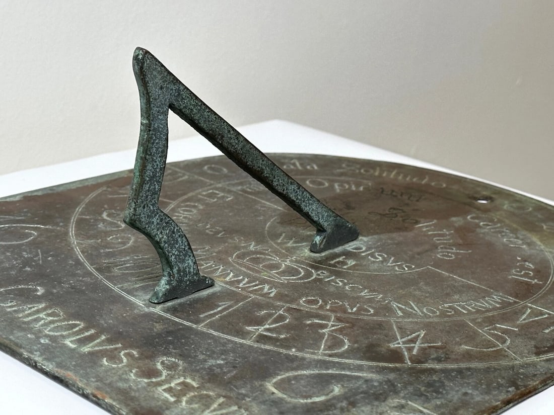 17th Century Bronze Garden Sundial Plate Gnomon Timepiece King Charles II Lives - 6