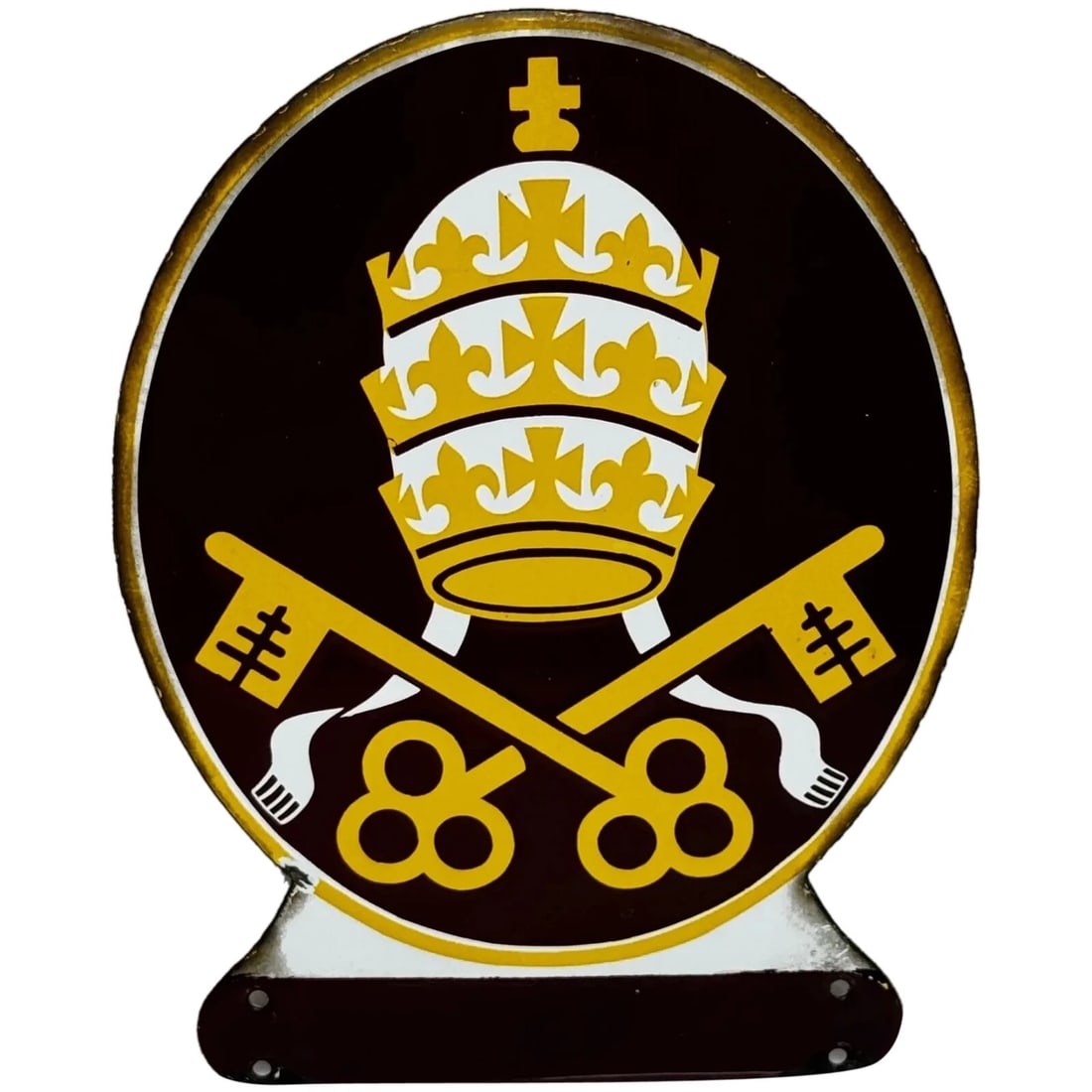 Unique Small Religious Enamel Sign Pope Vatican City State (1 of 20)