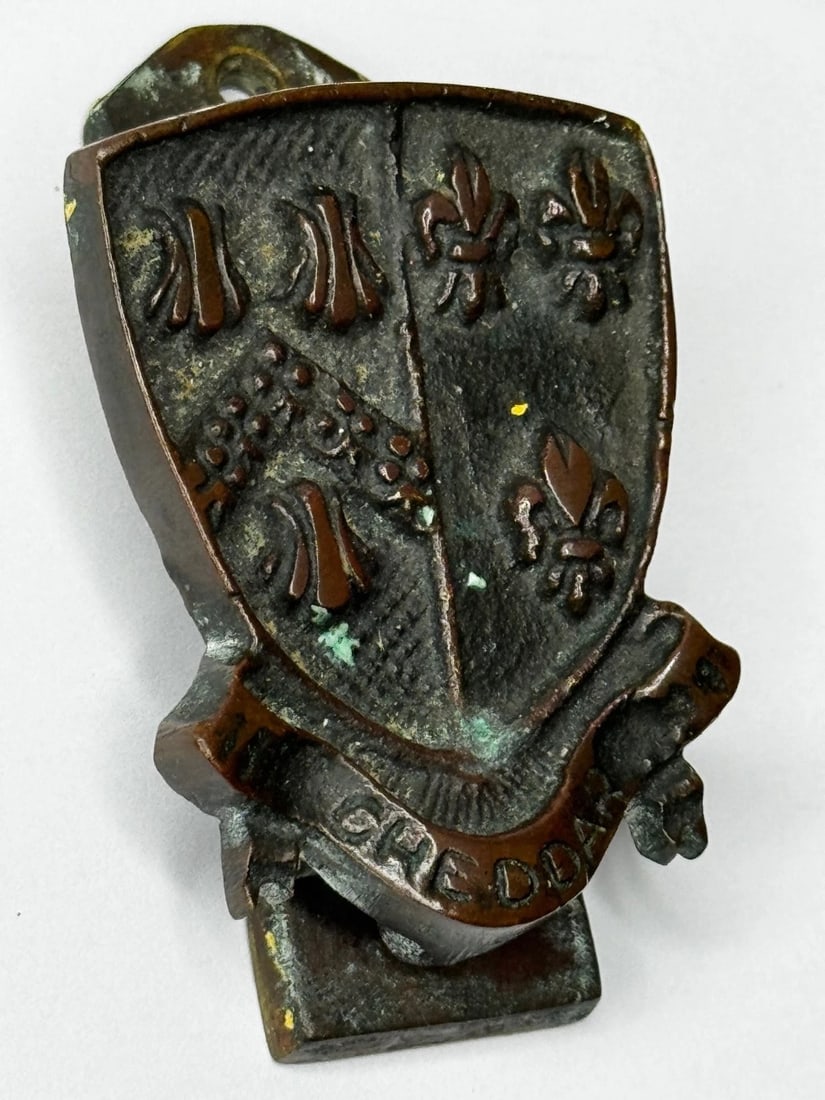 Cheddar Bronze Door Knocker Heraldic Coat of Arms Shield Fleur De Lys C1925 - 2