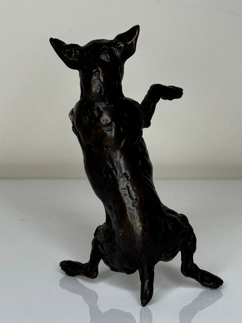 Standing Dog Jack Russell Patinated Bronze Sculpture By Lucy Kinsella - 14