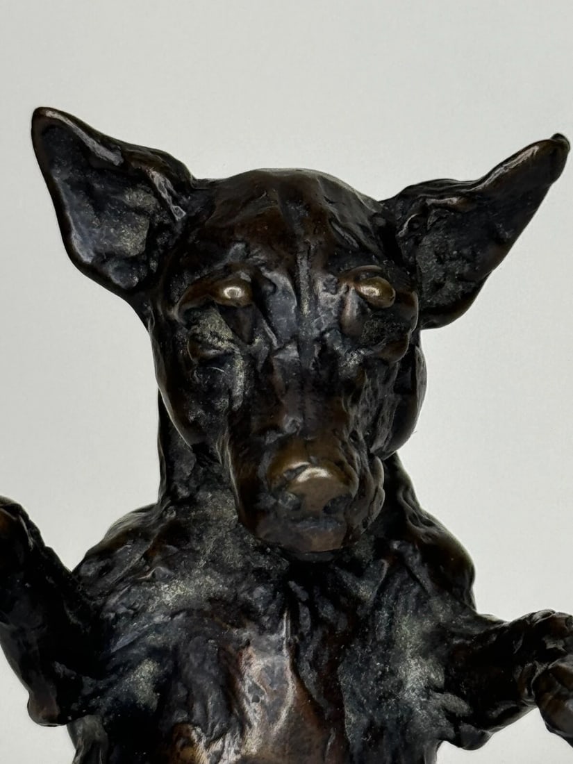 Standing Dog Jack Russell Patinated Bronze Sculpture By Lucy Kinsella - 2