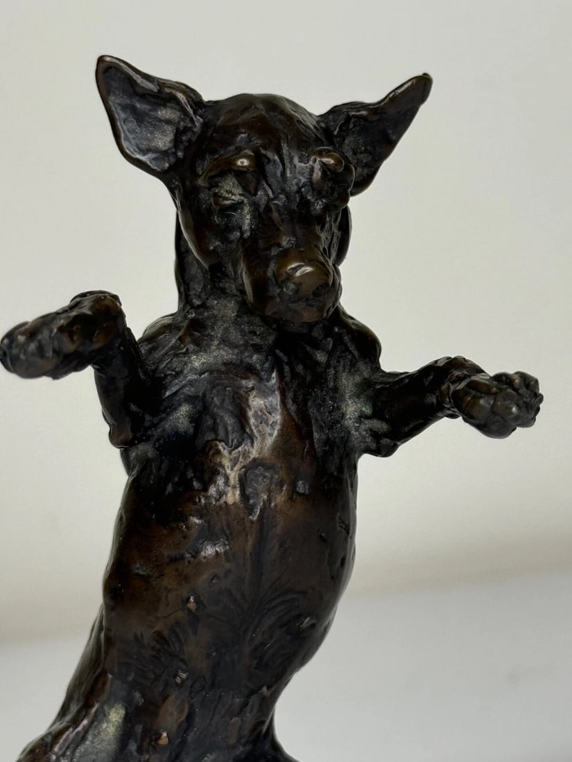 Standing Dog Jack Russell Patinated Bronze Sculpture By Lucy Kinsella - 7