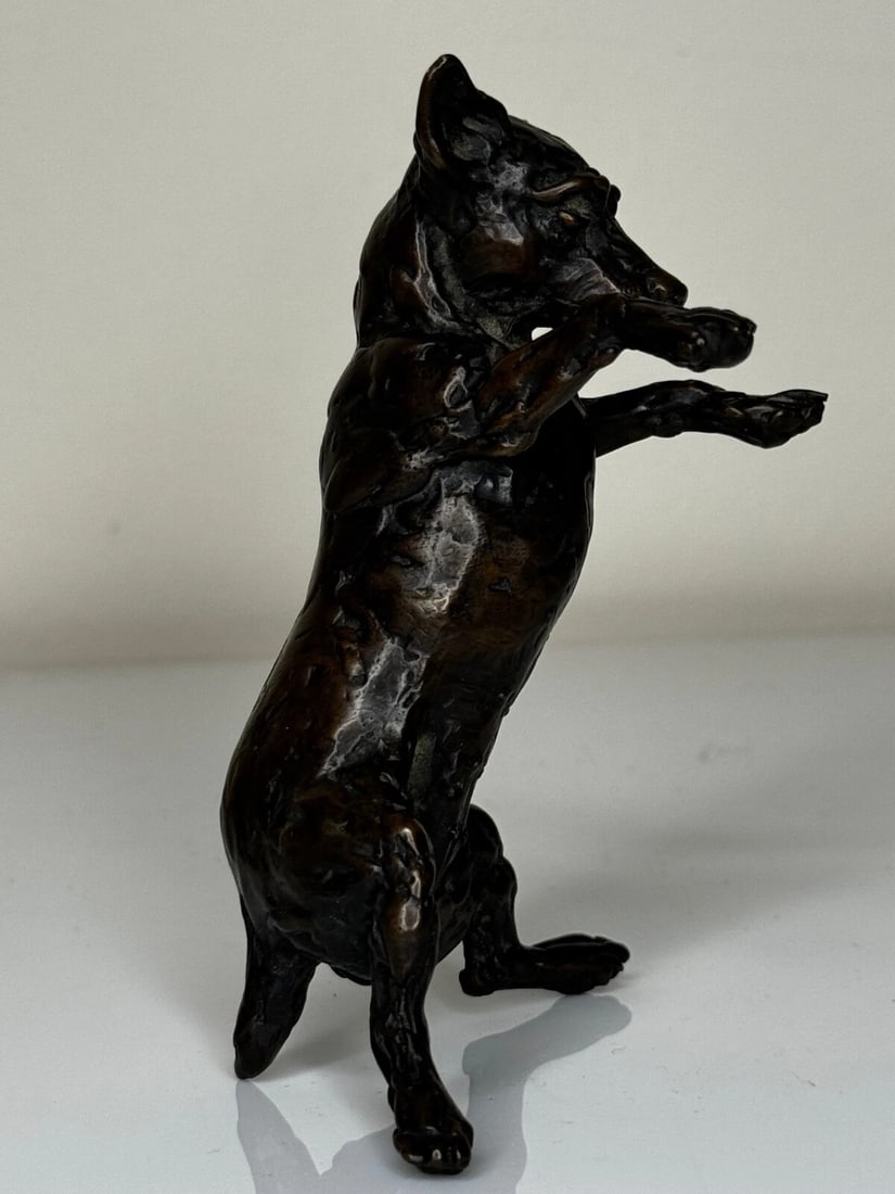 Standing Dog Jack Russell Patinated Bronze Sculpture By Lucy Kinsella - 9