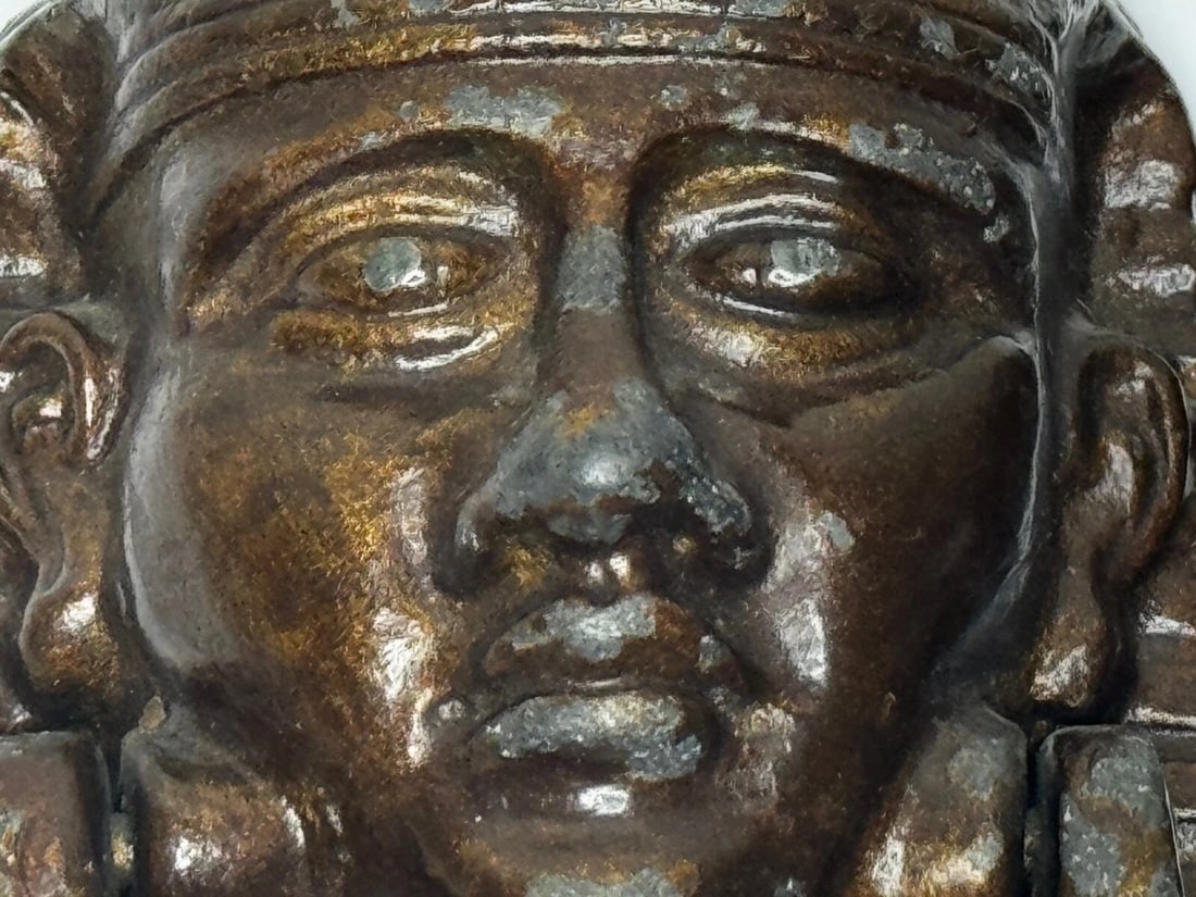 Pair Antique Neoclassical 19th Century Egyptian Sphinx Mask Bronze Door Knockers - 11