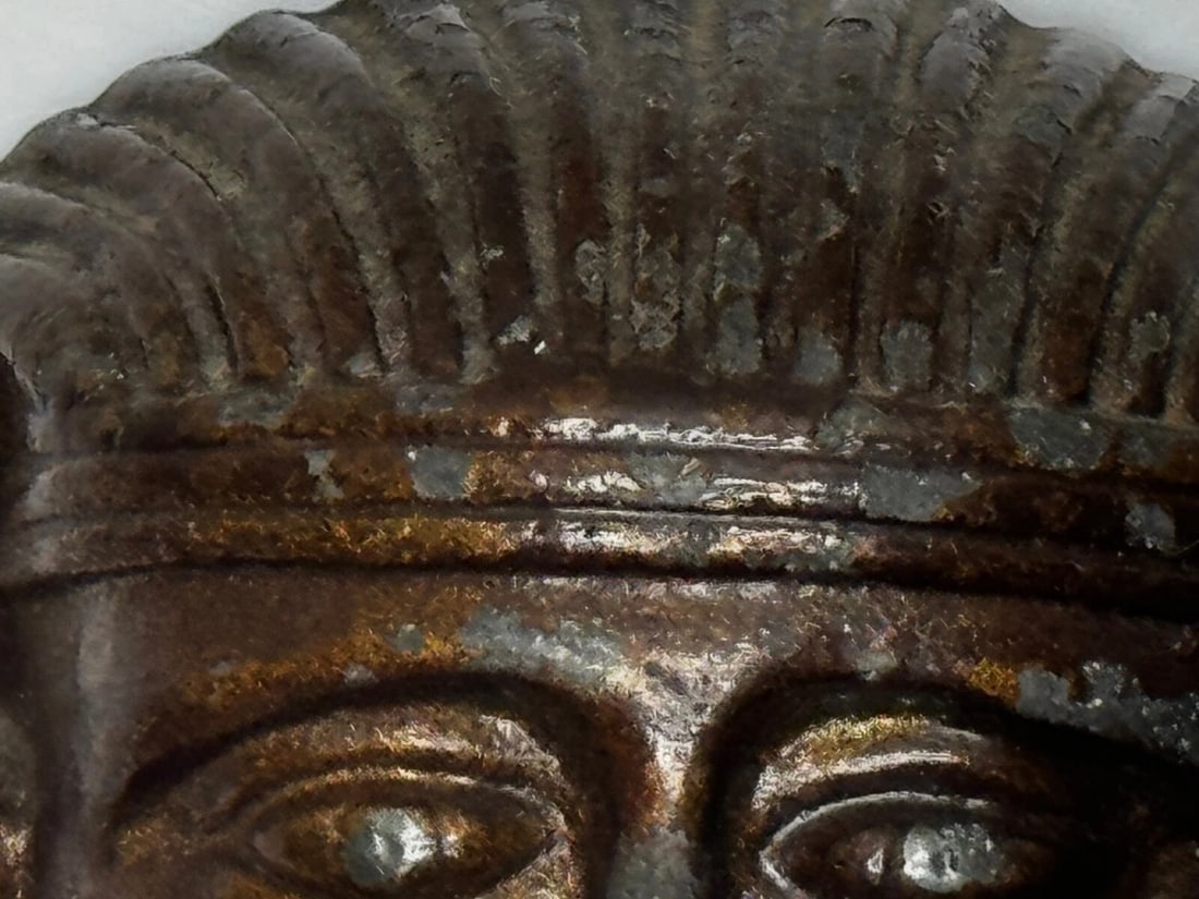 Pair Antique Neoclassical 19th Century Egyptian Sphinx Mask Bronze Door Knockers - 13
