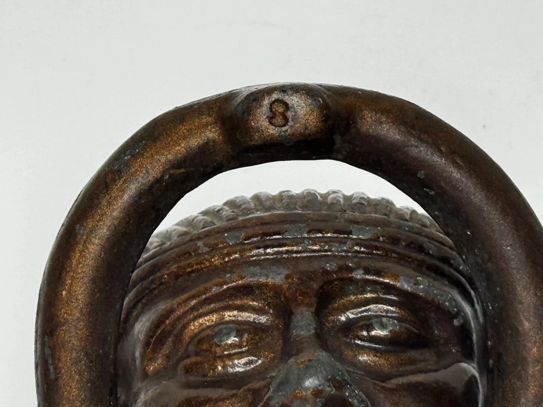 Pair Antique Neoclassical 19th Century Egyptian Sphinx Mask Bronze Door Knockers - 16