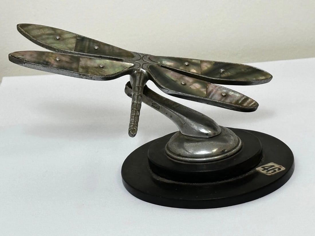 British Small Rare Art Deco Desmo Circa 1934 Dragonfly Car Mascot Sculpture - 14