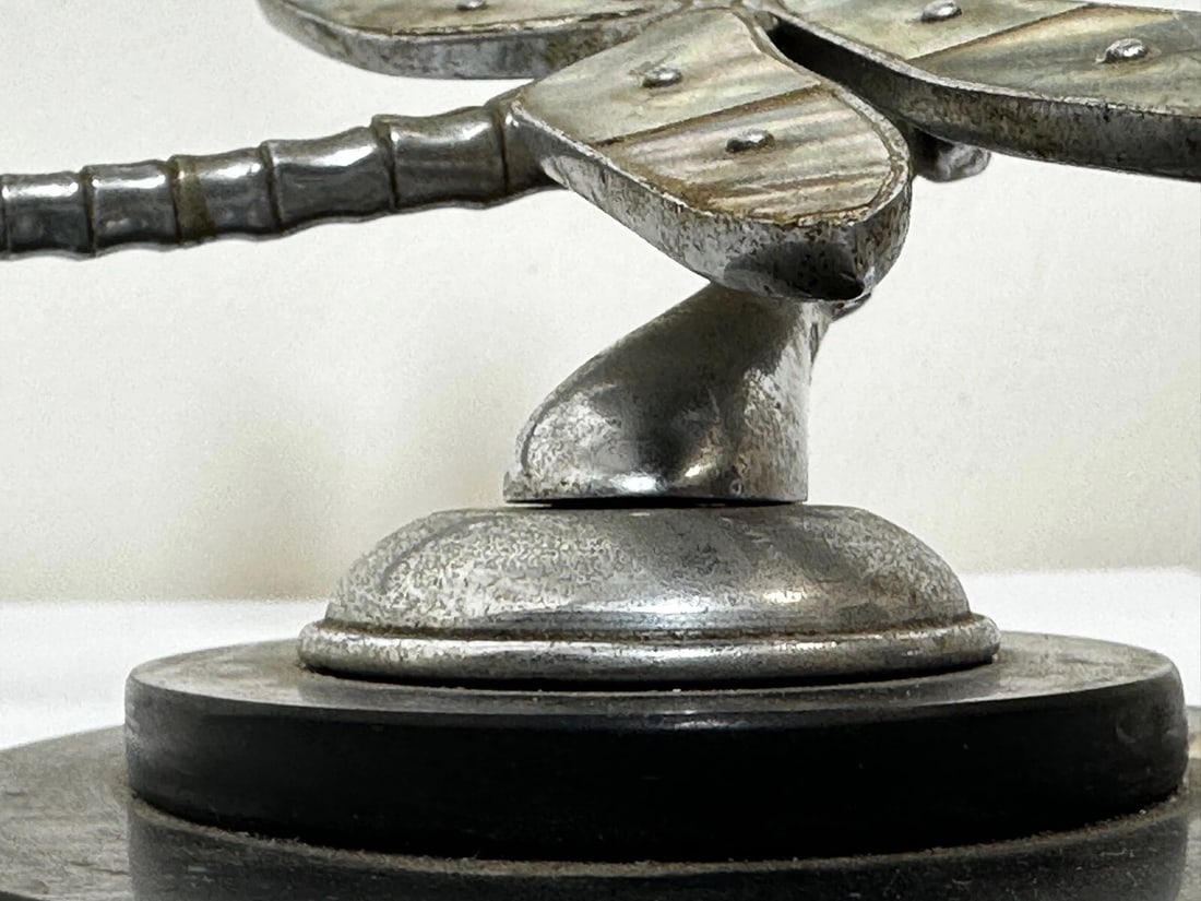 British Small Rare Art Deco Desmo Circa 1934 Dragonfly Car Mascot Sculpture - 15