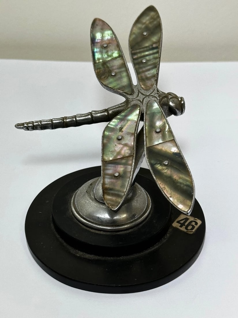 British Small Rare Art Deco Desmo Circa 1934 Dragonfly Car Mascot Sculpture - 2