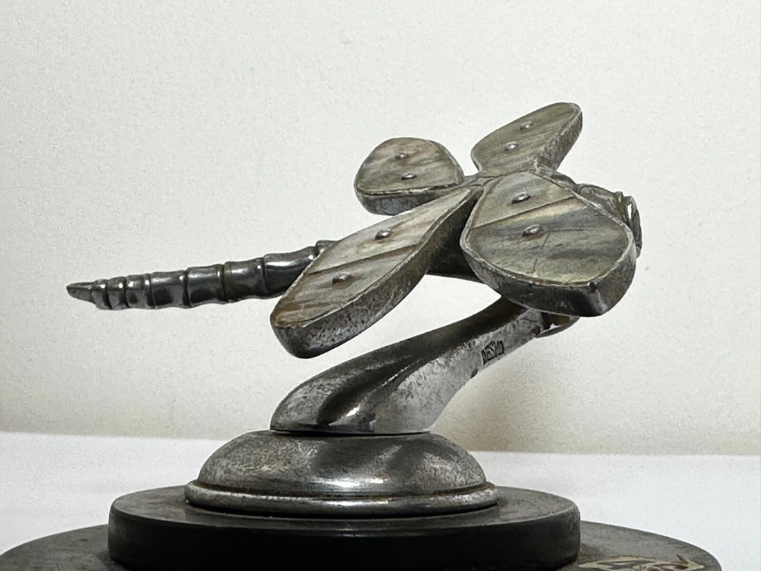 British Small Rare Art Deco Desmo Circa 1934 Dragonfly Car Mascot Sculpture - 3