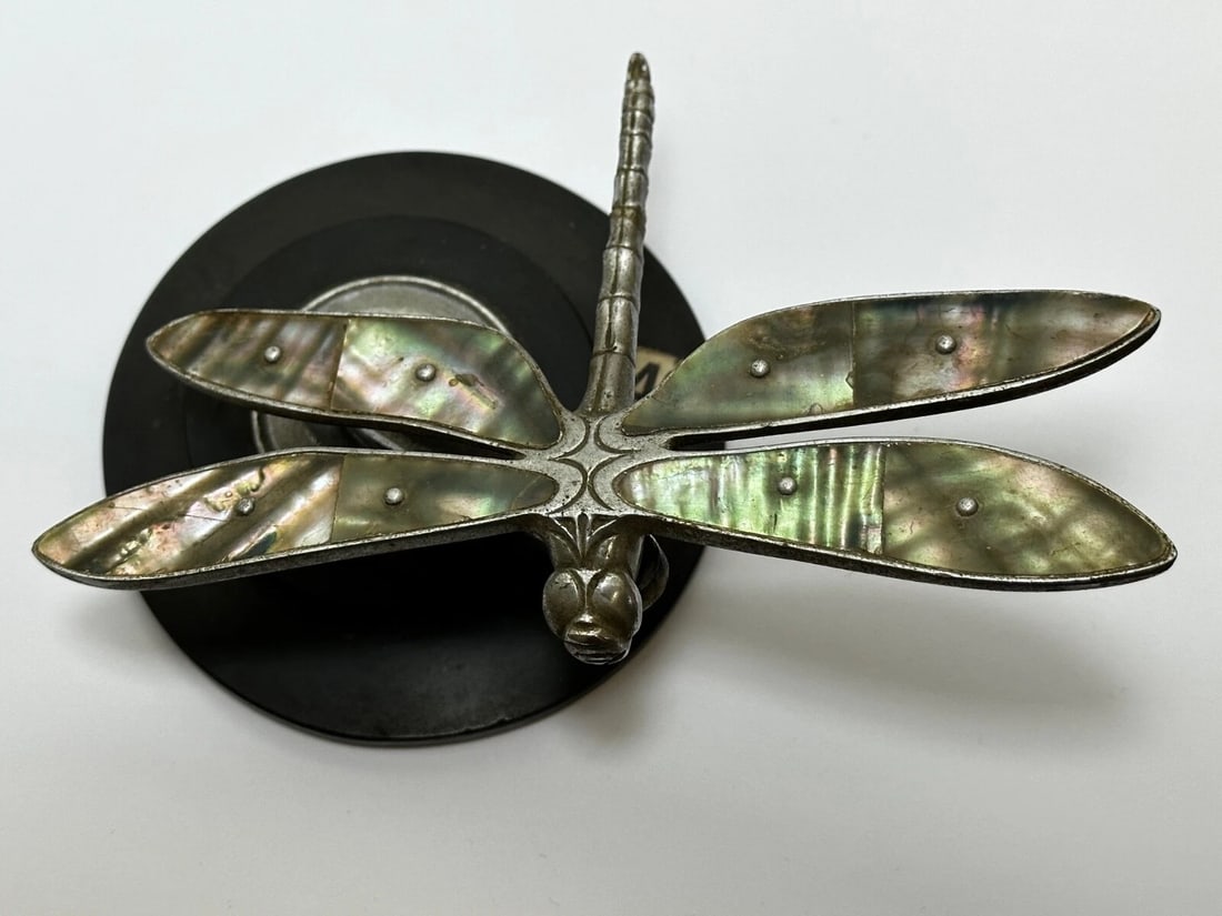 British Small Rare Art Deco Desmo Circa 1934 Dragonfly Car Mascot Sculpture - 4