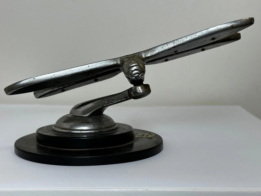 British Small Rare Art Deco Desmo Circa 1934 Dragonfly Car Mascot Sculpture - 5