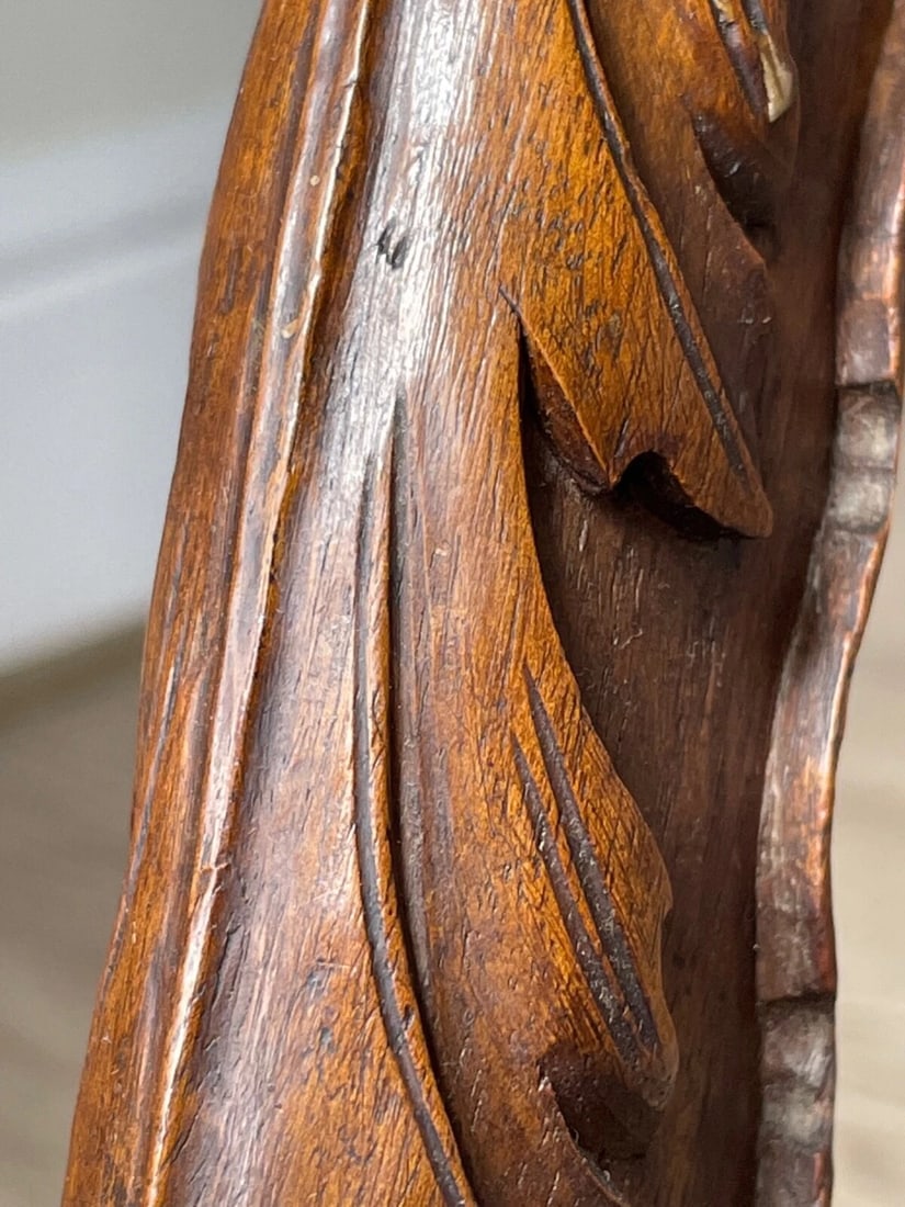 Victorian Curved X Frame Carved Walnut Window Seat Stool Hunting Dog Heads - 11
