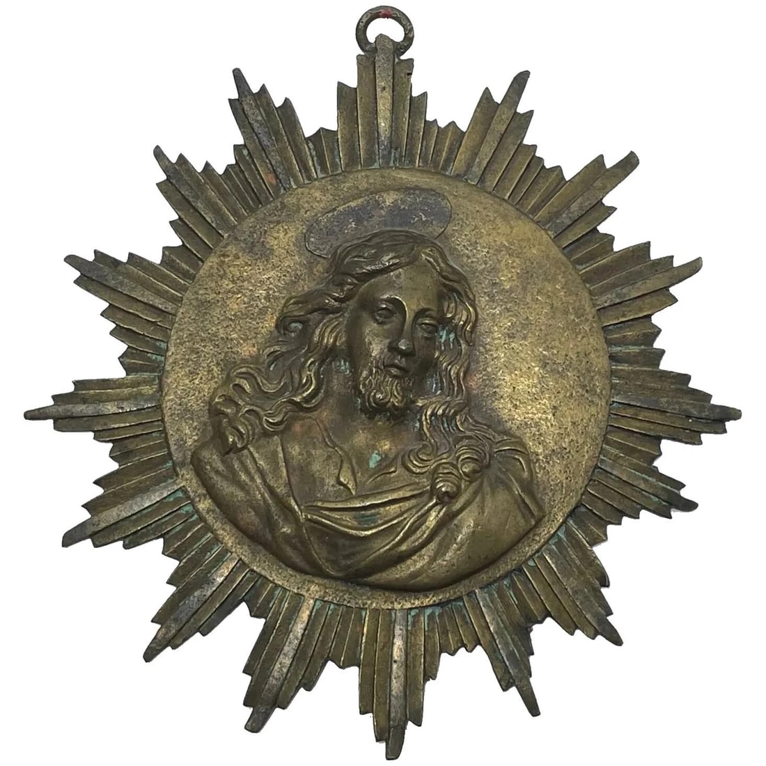 Small French 19th Century Brass Religious Jesus Sunburst Wall Hanging (1 of 12)