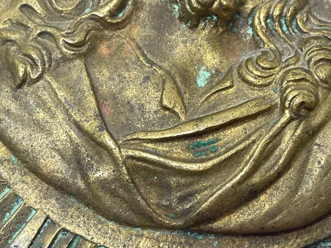Small French 19th Century Brass Religious Jesus Sunburst Wall Hanging - 7