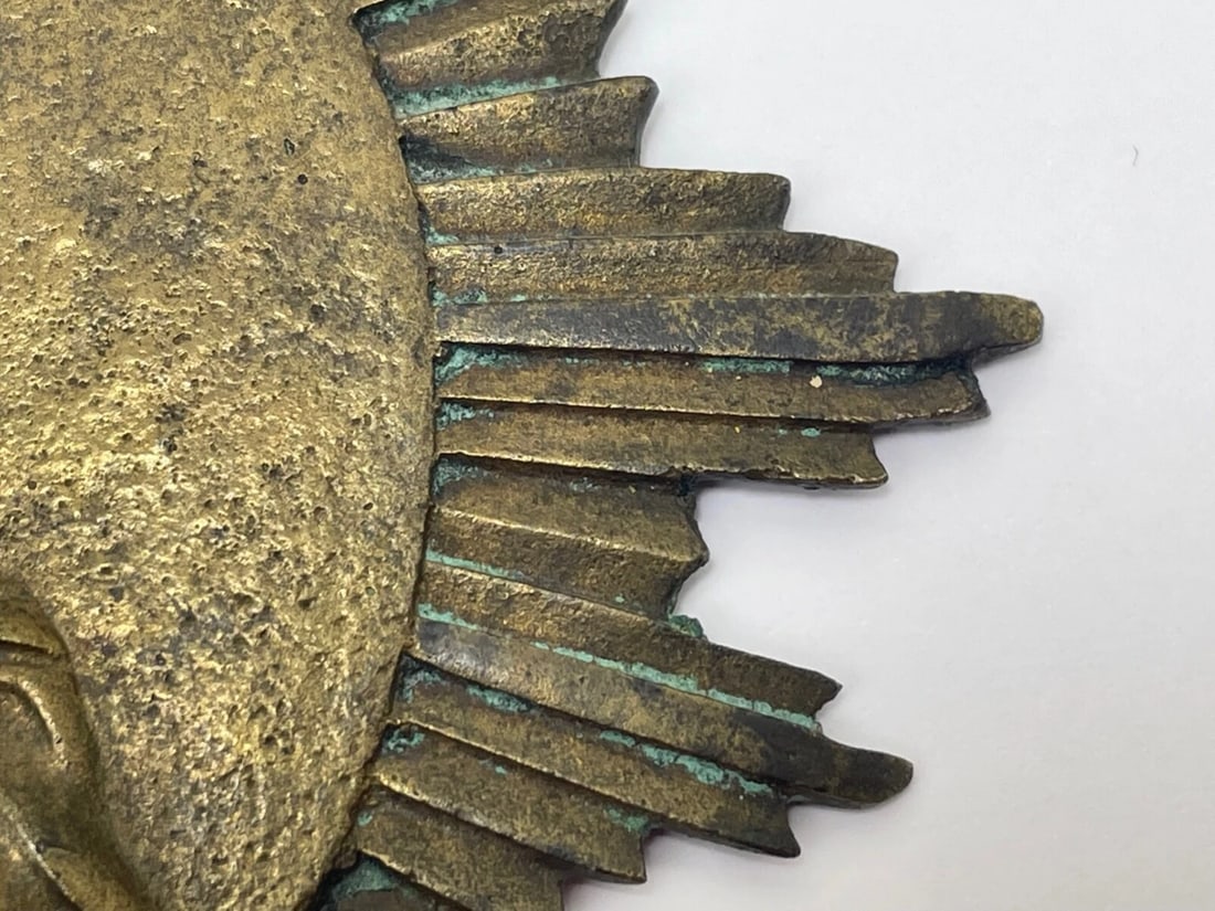 Small French 19th Century Brass Religious Jesus Sunburst Wall Hanging - 8