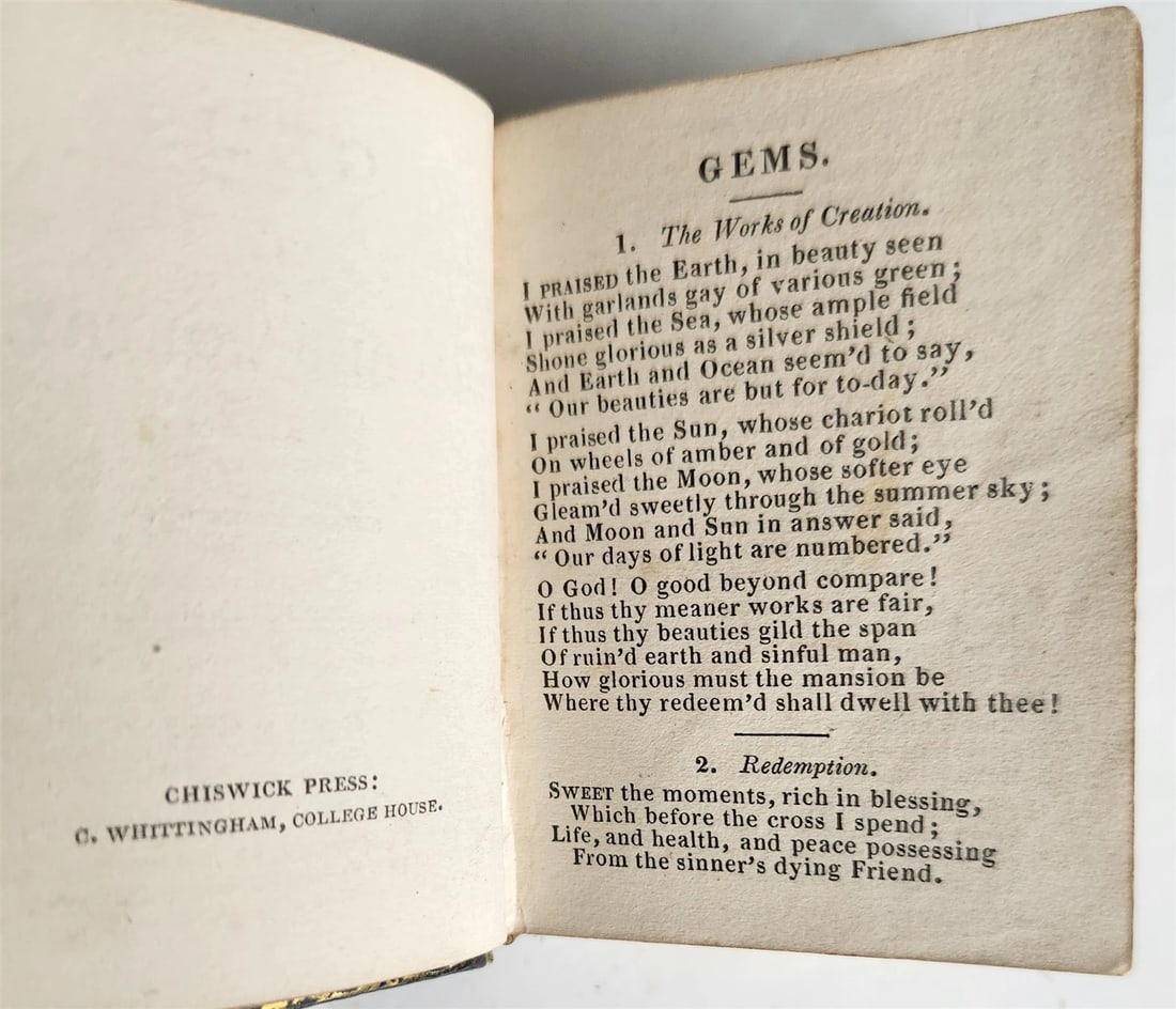 1840s MINIATURE BOOK GEMS of SACRED POETRY in ENGLISH antique - 10