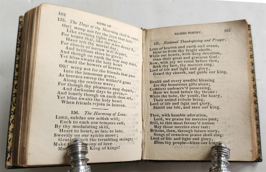 1840s MINIATURE BOOK GEMS of SACRED POETRY in ENGLISH antique - 12