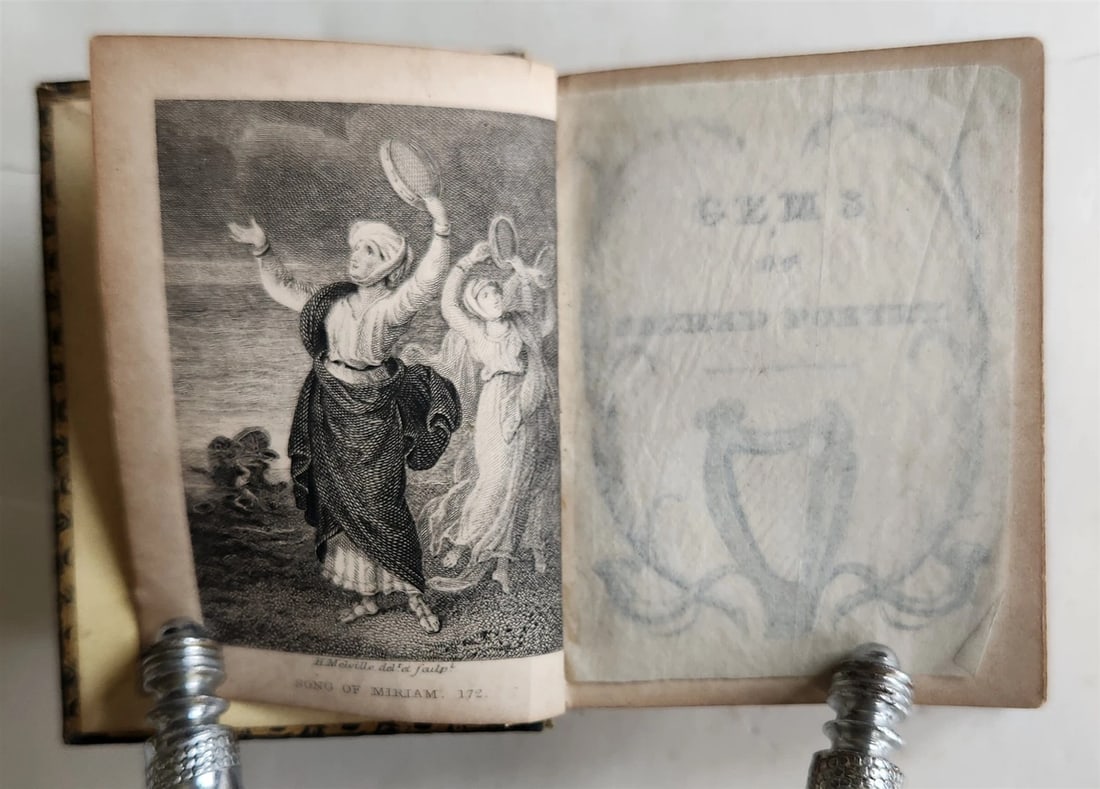 1840s MINIATURE BOOK GEMS of SACRED POETRY in ENGLISH antique - 2