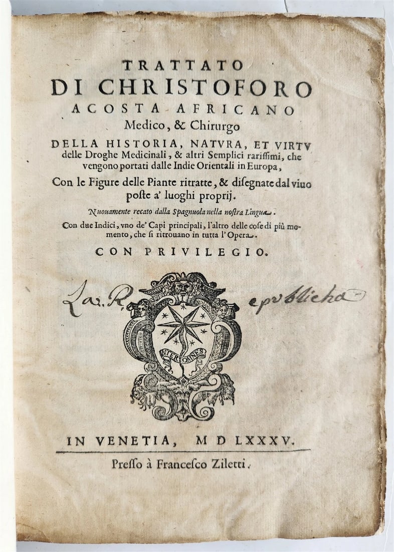 1585 HISTORY NATURE & POWER of MEDICINAL DRUGS by C. Acosta antique ILLUSTRATED - 2