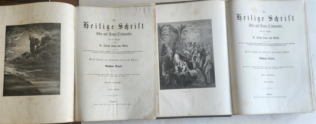 1870s BIBLE GUSTAVE DORE LLUSTRATED 2 VOLUMES MASSIVE FOLIO antique 230 plates - 3