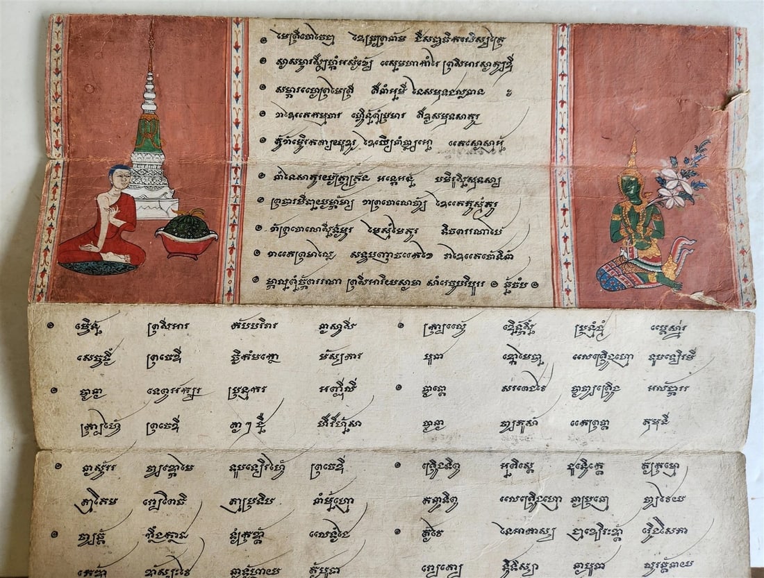 19th century ILLUMINATED BUDDHIST MANUSCRIPT THAILAND antique Phra Malai LEGEND - 4