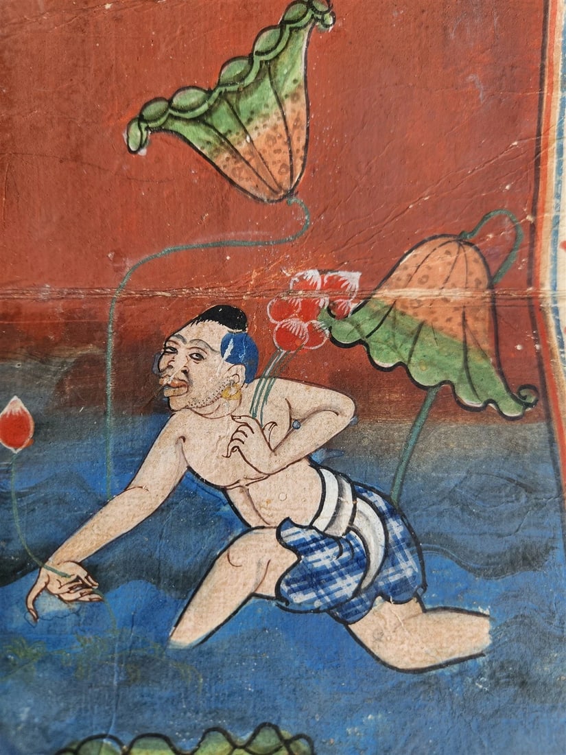 19th century ILLUMINATED BUDDHIST MANUSCRIPT THAILAND antique Phra Malai LEGEND - 9
