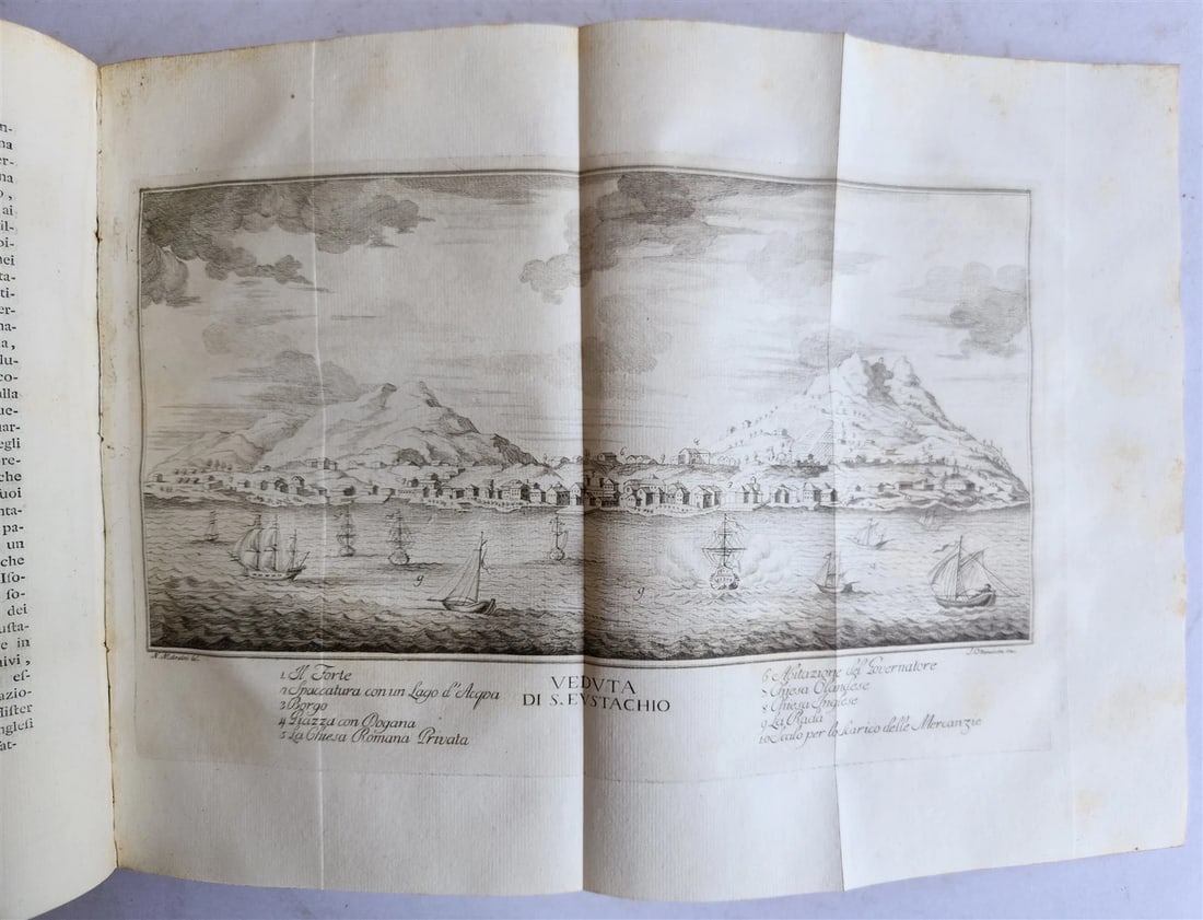 1763 IL GAZZETTIERE AMERICANO antique ILLUSTRATED w/ MAPS & ENGRAVINGS FOLIO - 16