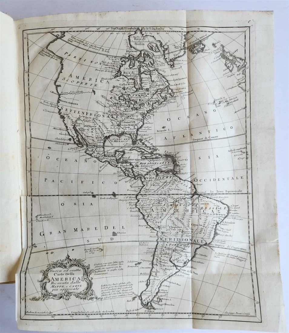 1763 IL GAZZETTIERE AMERICANO antique ILLUSTRATED w/ MAPS & ENGRAVINGS FOLIO - 3