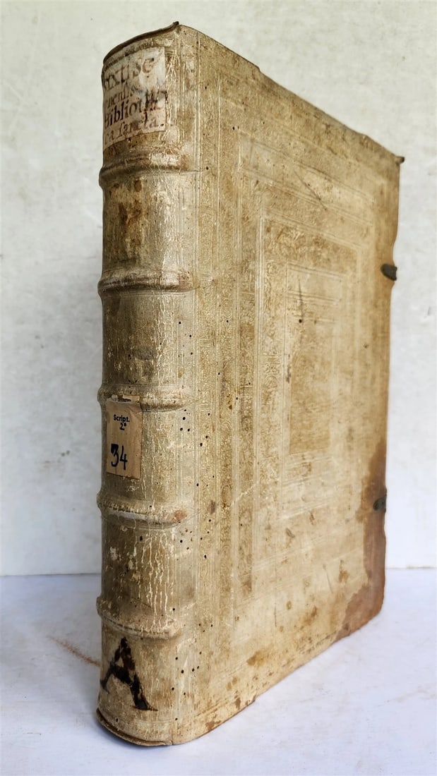 1576 SIXTUS of SIENA Bibliotheca Sancta antique 16th century PIGSKIN BOUND FOLIO - 3