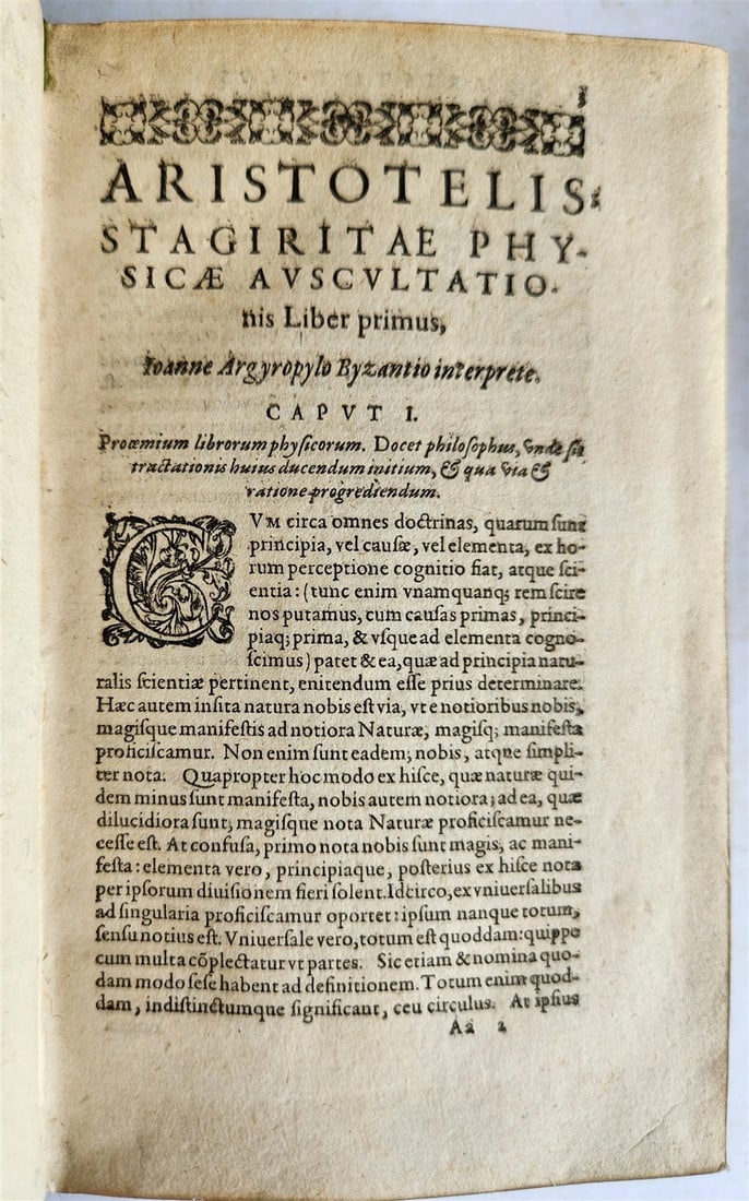 1593 ARISTOTELIS Tomus Physicus 2 VOLUMES antique 16th century VELLUM BOUND - 17