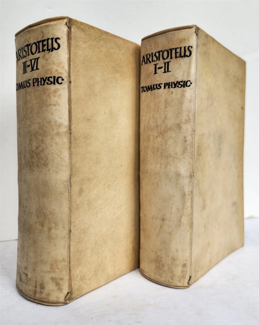1593 ARISTOTELIS Tomus Physicus 2 VOLUMES antique 16th century VELLUM BOUND - 2