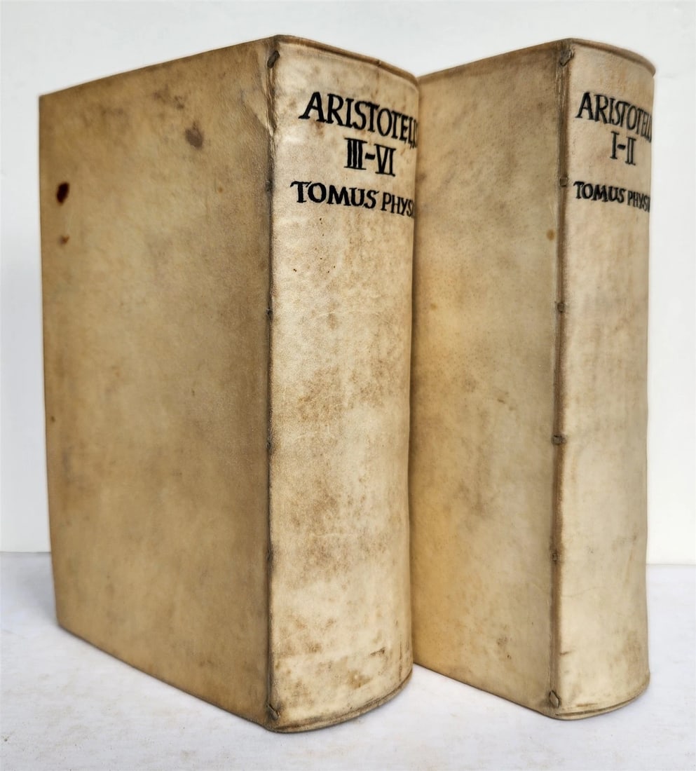 1593 ARISTOTELIS Tomus Physicus 2 VOLUMES antique 16th century VELLUM BOUND - 3