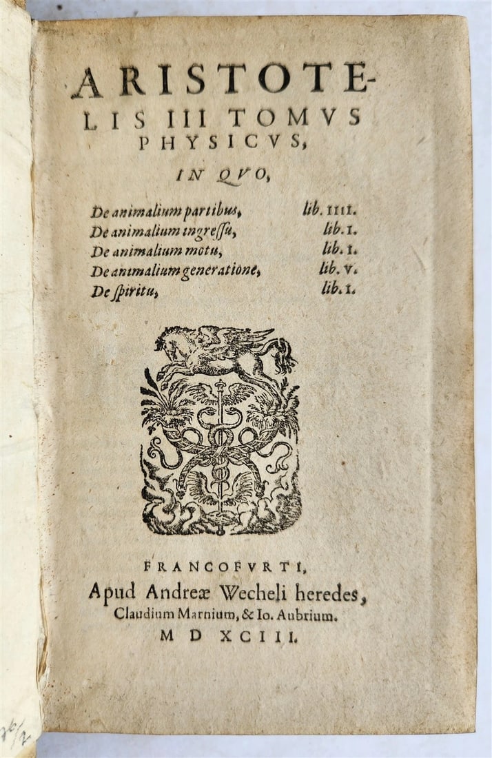 1593 ARISTOTELIS Tomus Physicus 2 VOLUMES antique 16th century VELLUM BOUND - 5