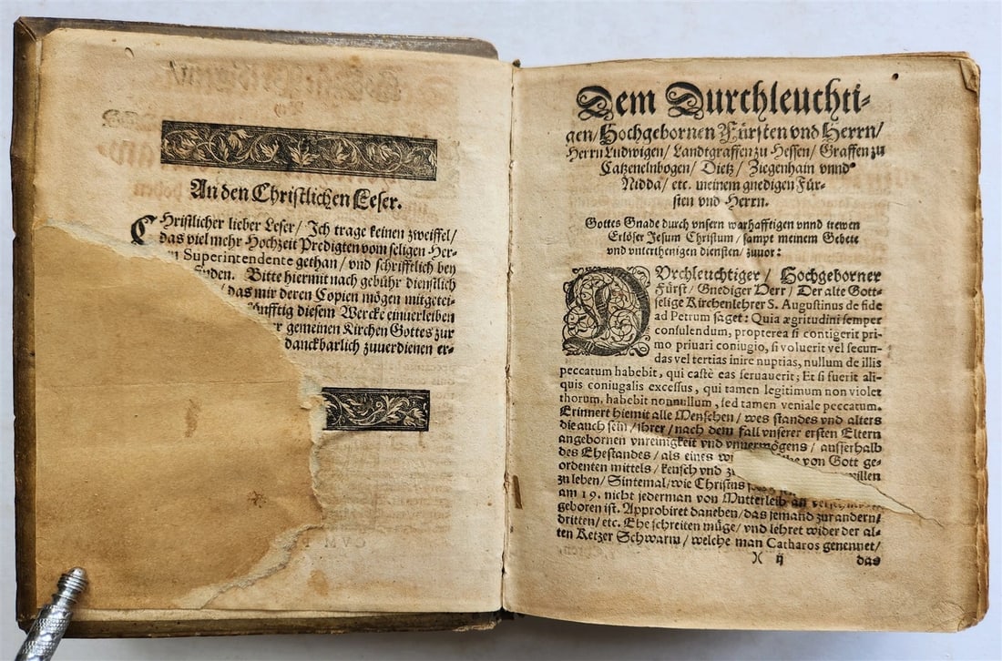 1592 GERMAN THEOLOGY by Hieronymus Mencel antique 16th century PIGSKIN BOUND - 10